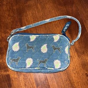 Blue Quilted Black Dog wrist wallet